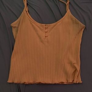American Eagle Light Orange Spaghetti Strap Lettuce Cut Tank With Buttons